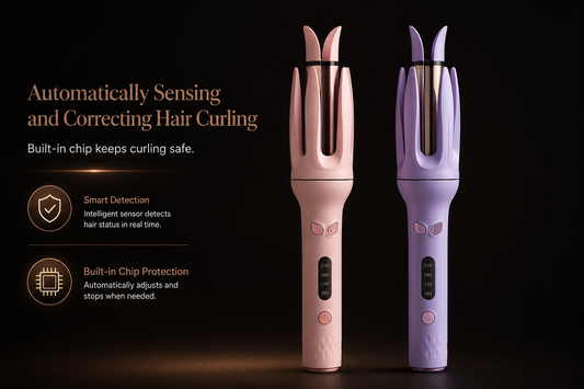 NOVA Automatic Curling Iron in pink and lilac with smart detection and chip protection